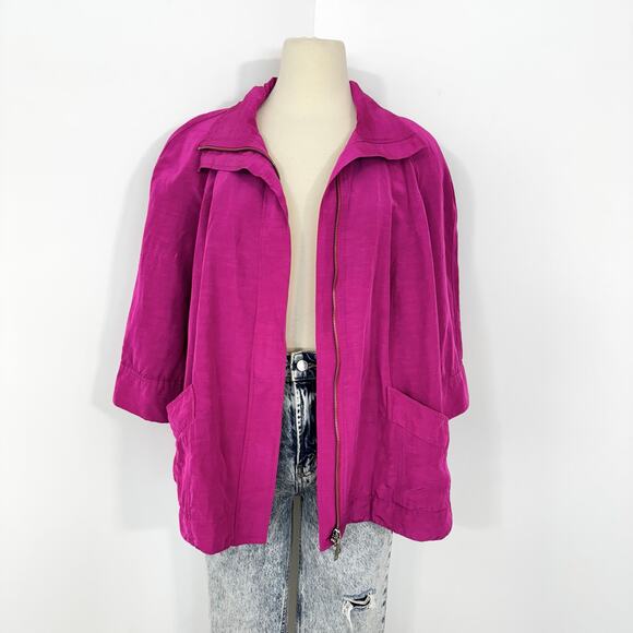 Lafayette 148 Linen Blend Full Zip Performance Blazer Jacket Hot Pink Size 18 - Picture 4 of 14